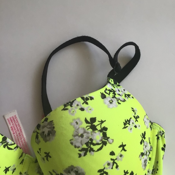 VICTORIAS SECRET PINK NEON YELLOW WEAR EVERYWHERE LIGHTLY LINED BRA SIZE… - Picture 5 of 15